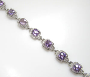 Extra pretty 14k white gold amethyst diamond bracelet