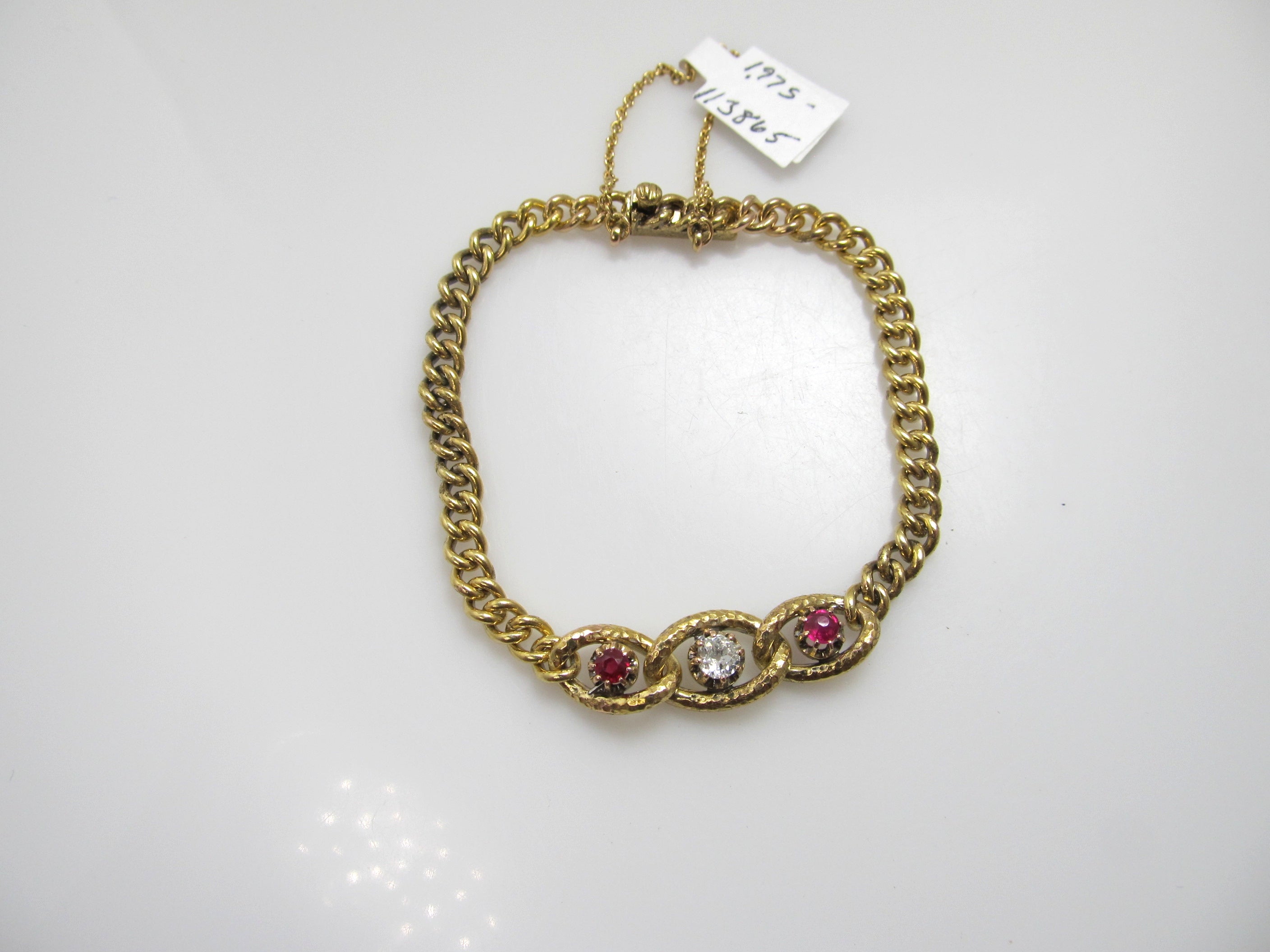 Antique 14k yellow gold ruby diamond bracelet