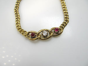 Antique 14k yellow gold ruby diamond bracelet