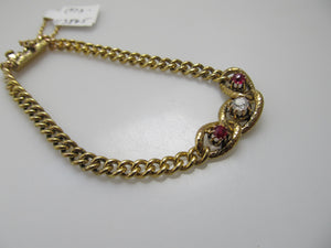 Antique 14k yellow gold ruby diamond bracelet