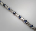 Modern 14k white gold sapphire diamond bracelet