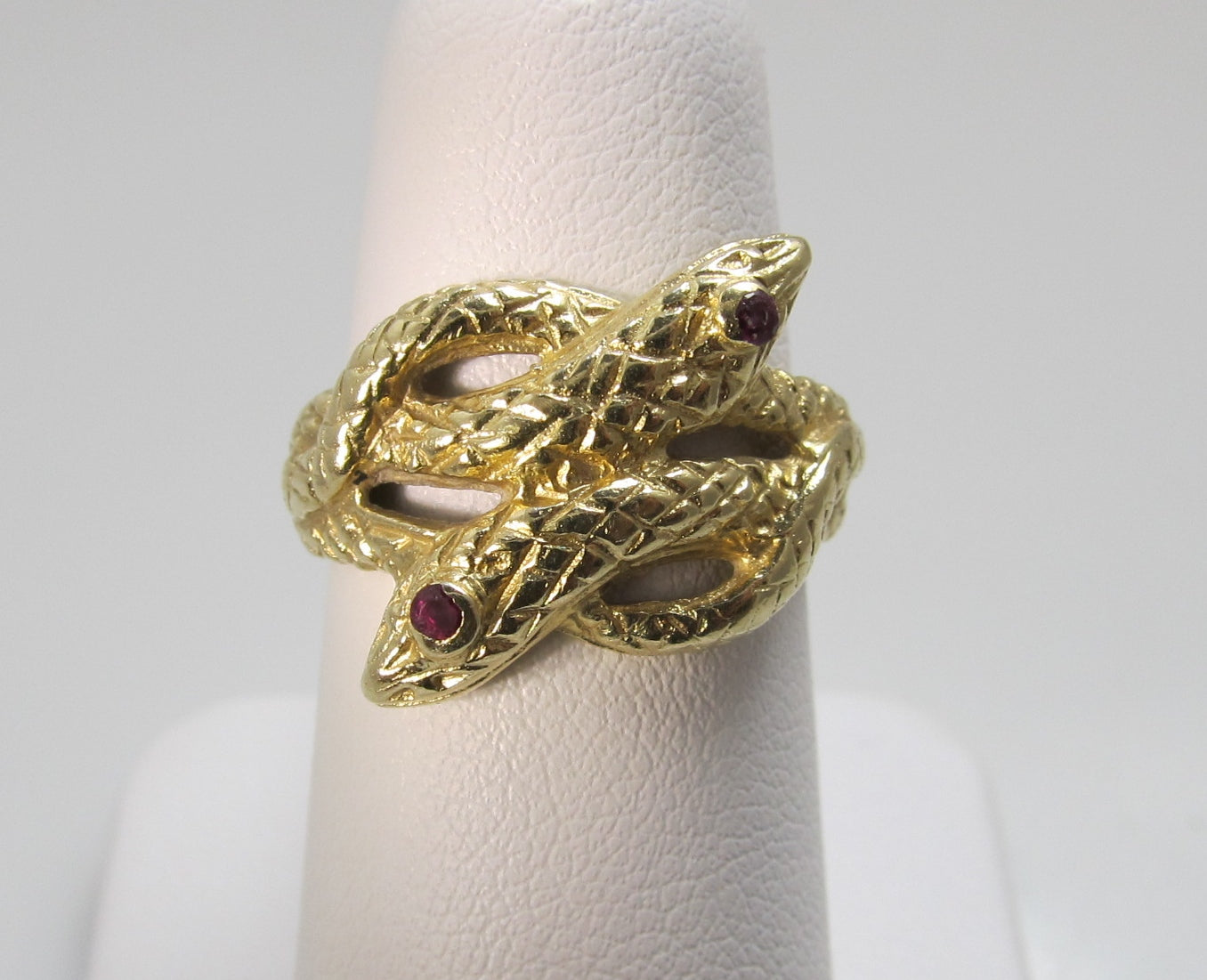 Vintage 14k yellow gold double snake ring