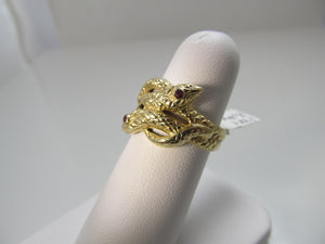 Vintage 14k yellow gold double snake ring