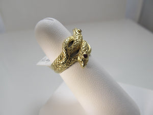 Vintage 14k yellow gold double snake ring