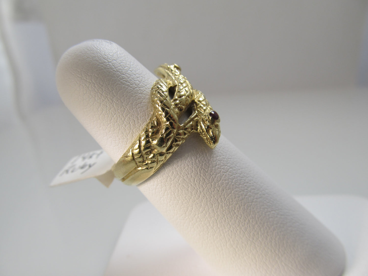 Vintage 14k yellow gold double snake ring