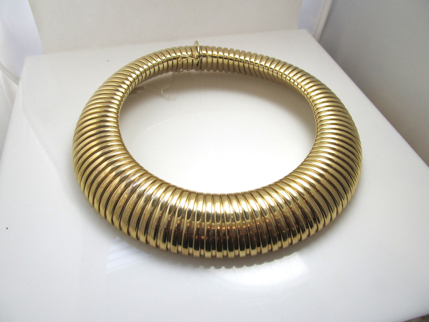 HUGE 14k yellow gold gas pipe tubogas necklace