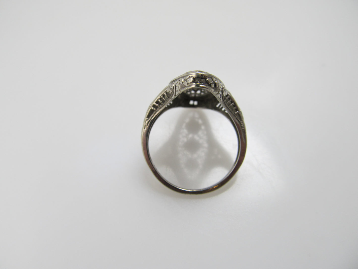 Antique long filigree diamond ring