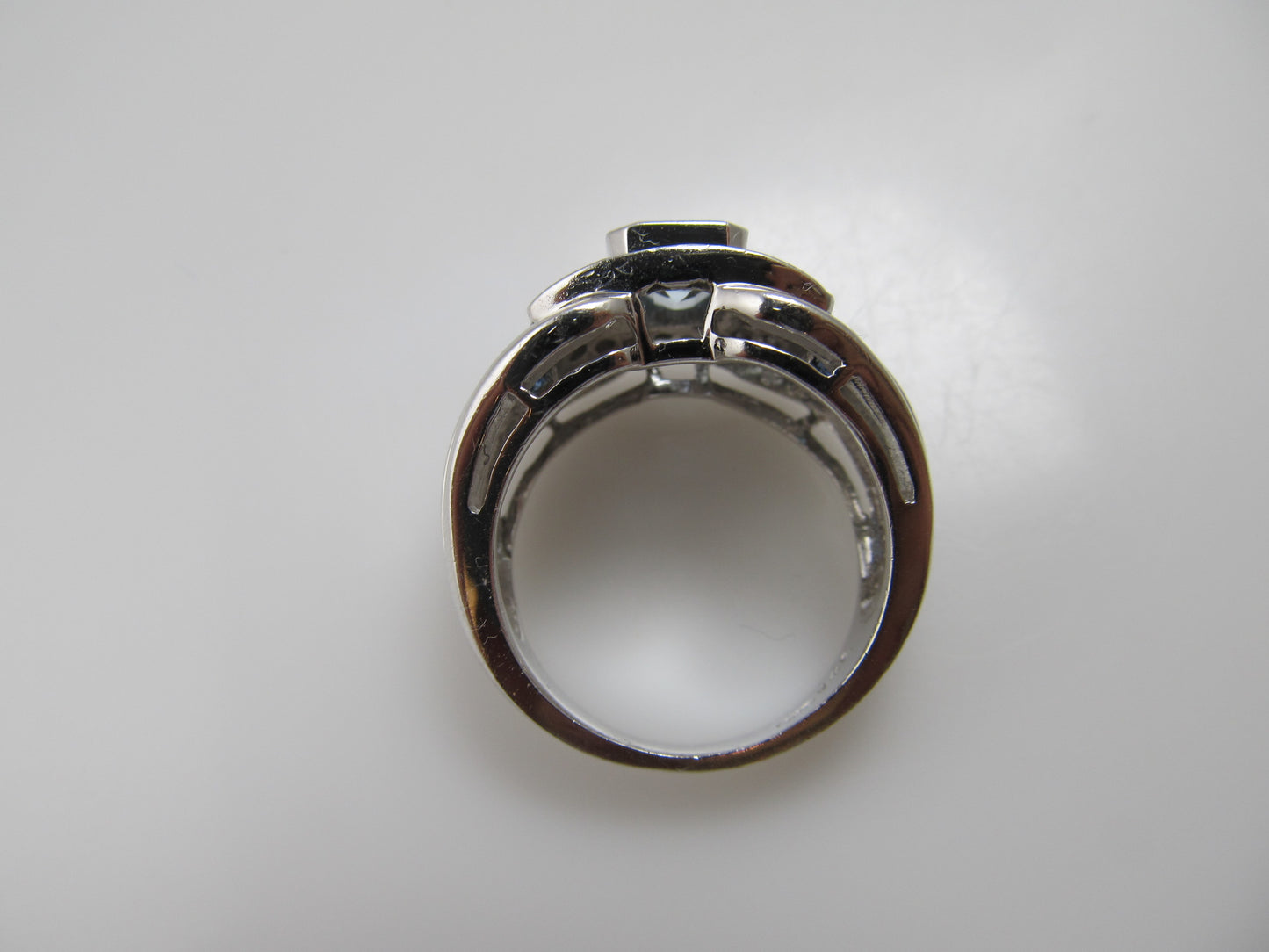 Modern aquamarine, sapphire and diamond ring