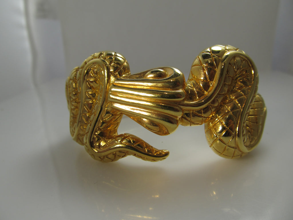 Big 14k yellow gold snake bangle bracelet