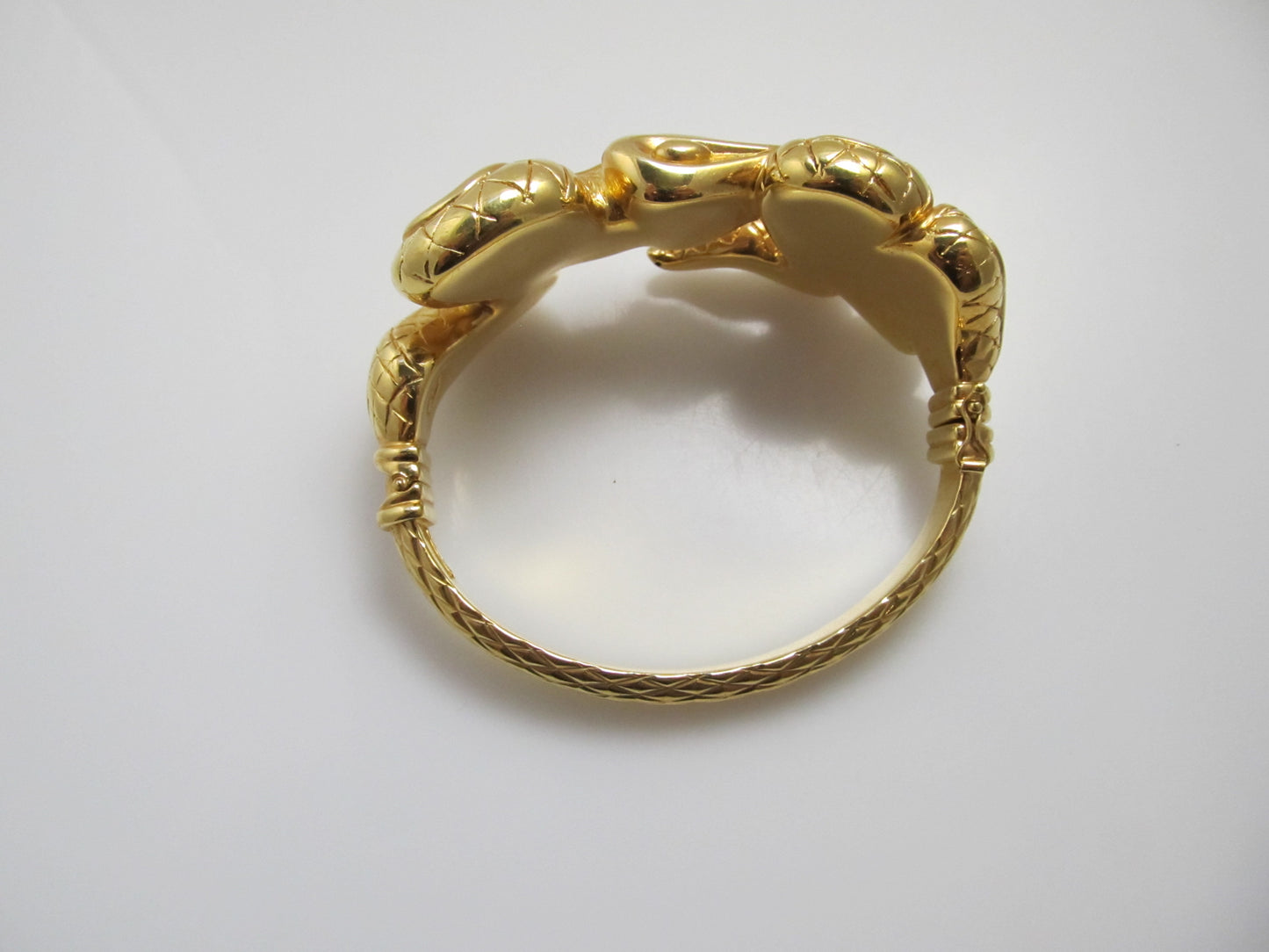 Big 14k yellow gold snake bangle bracelet