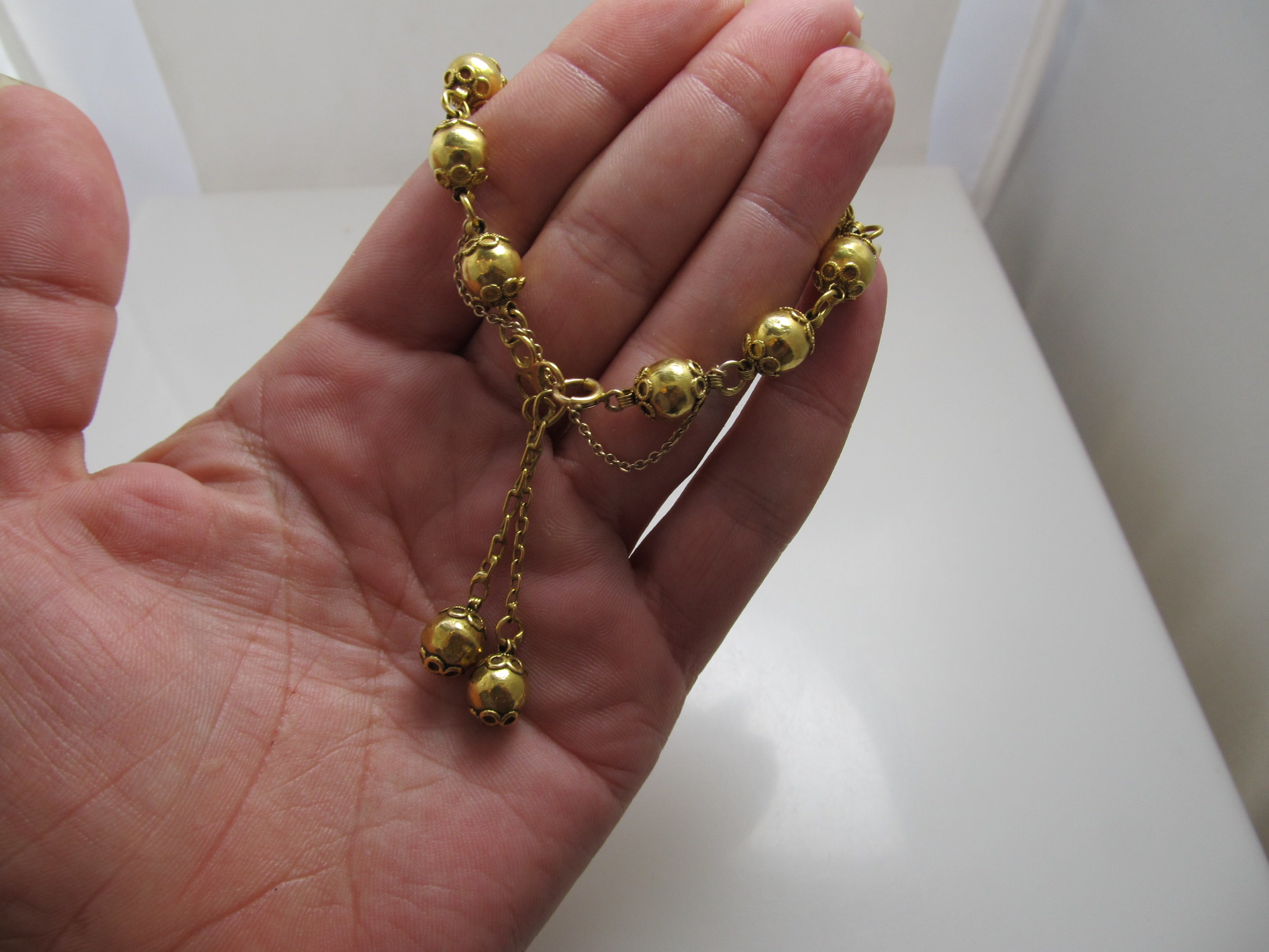 Vintage 22k yellow gold bead bracelet