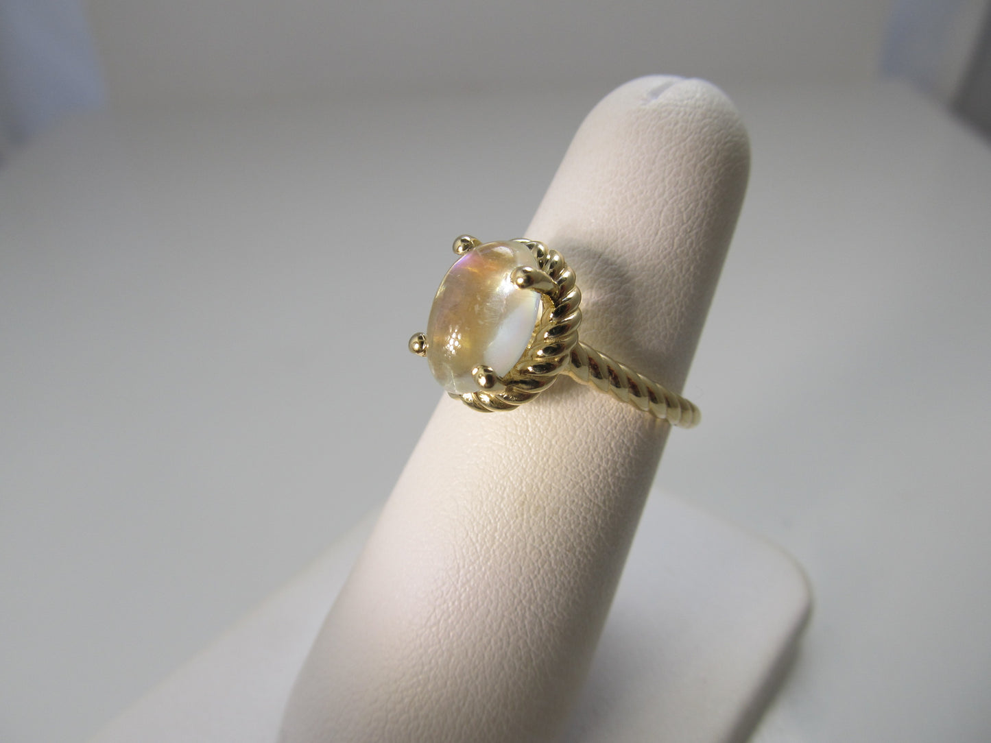 14k yellow gold ring with moonstone