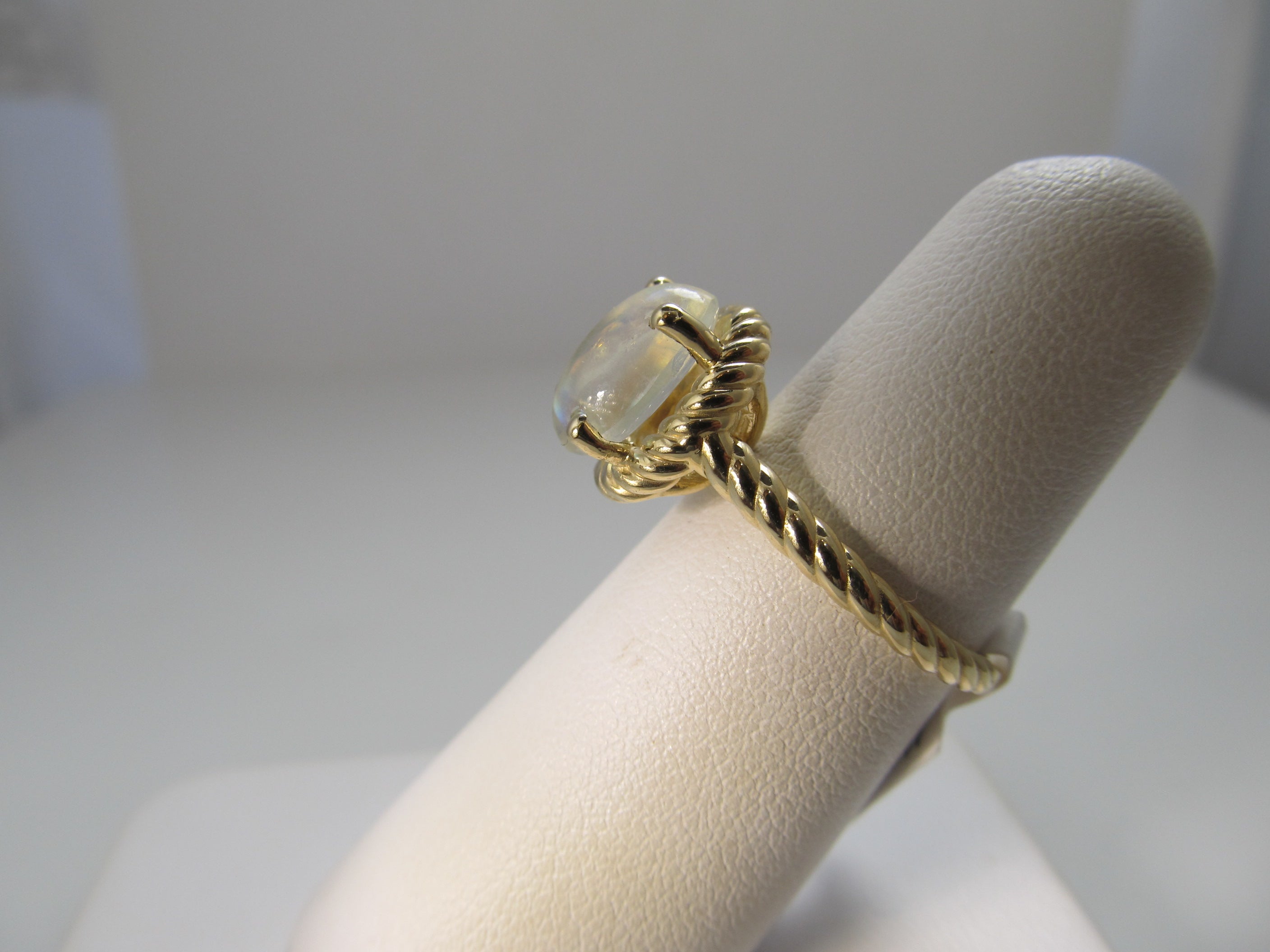 14k yellow gold ring with moonstone