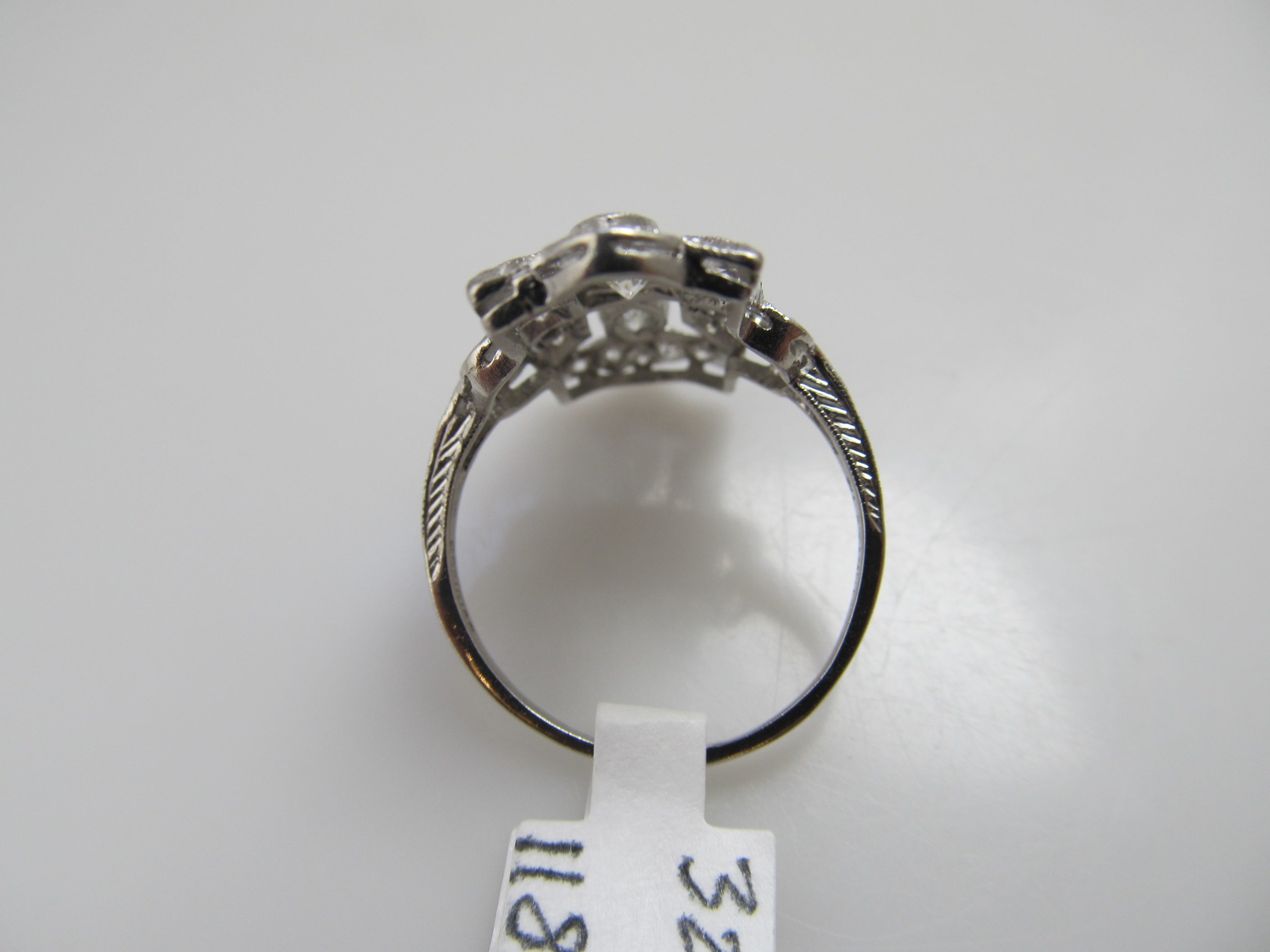 Long antique 1ct diamond platinum ring