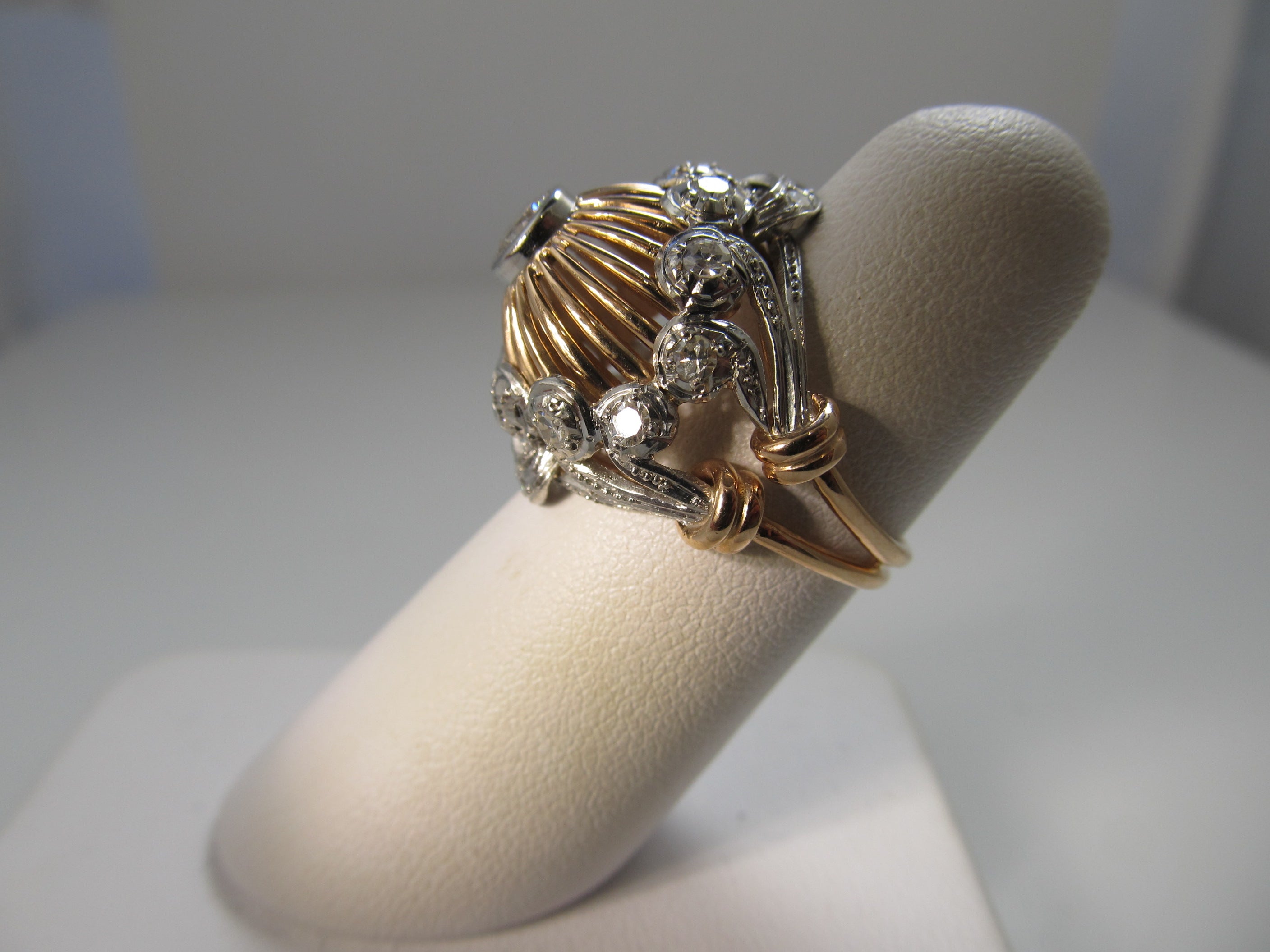 Vintage retro rose gold diamond ring