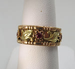 Vintage retro 14k rose and yellow gold ruby band