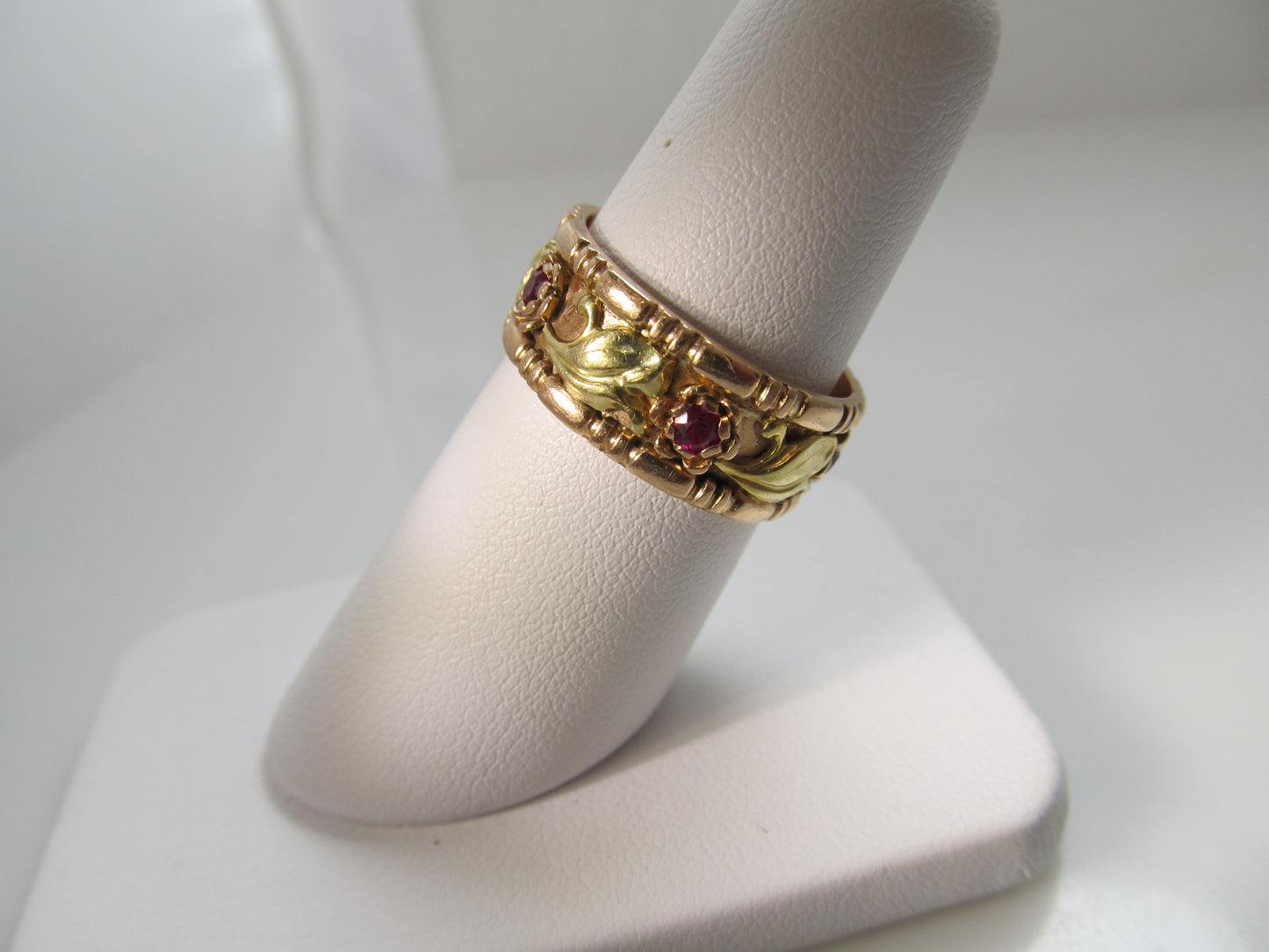 Vintage retro 14k rose and yellow gold ruby band
