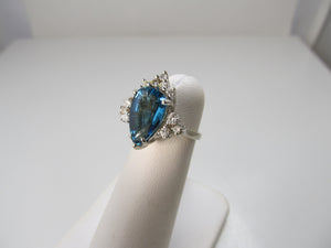 London Blue topaz diamond cocktail ring