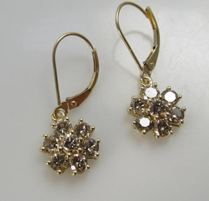 1.50ct pretty light brown diamond flower earrings