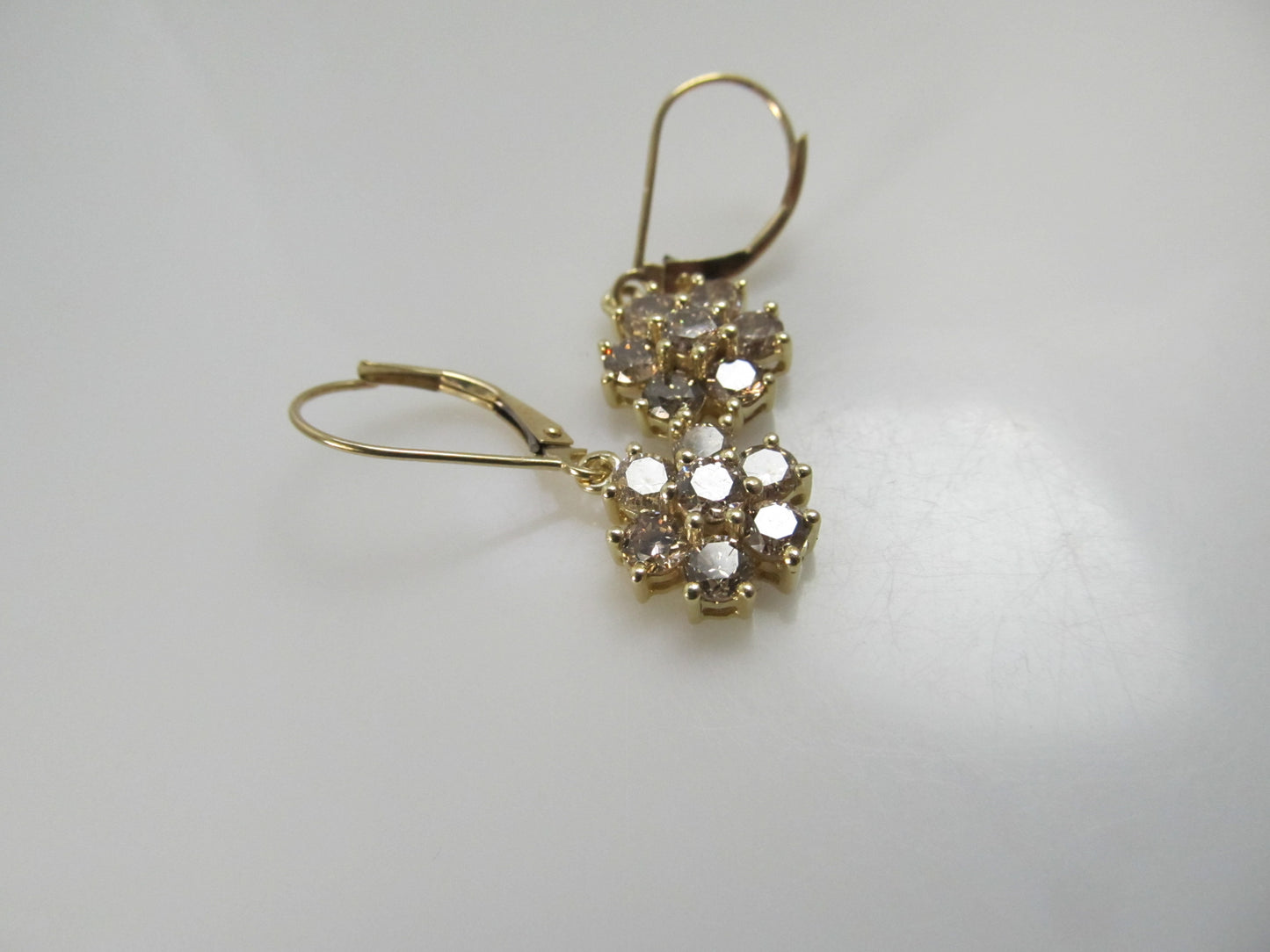 1.50ct pretty light brown diamond flower earrings