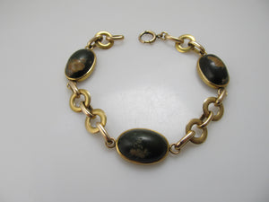 Vintage yellow gold turquoise bracelet