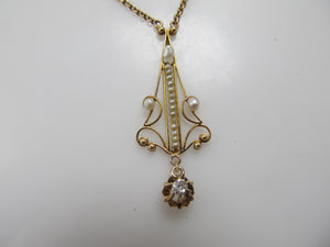 Edwardian pearl and diamond necklace