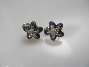 18k white gold starfish earrings with sapphire and diamonds