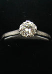 Platinum Ring With A .52ct Center Diamond, Vs2, F-g. Circa 1920.