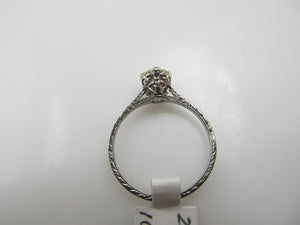 Platinum Ring With A .52ct Center Diamond, Vs2, F-g. Circa 1920.