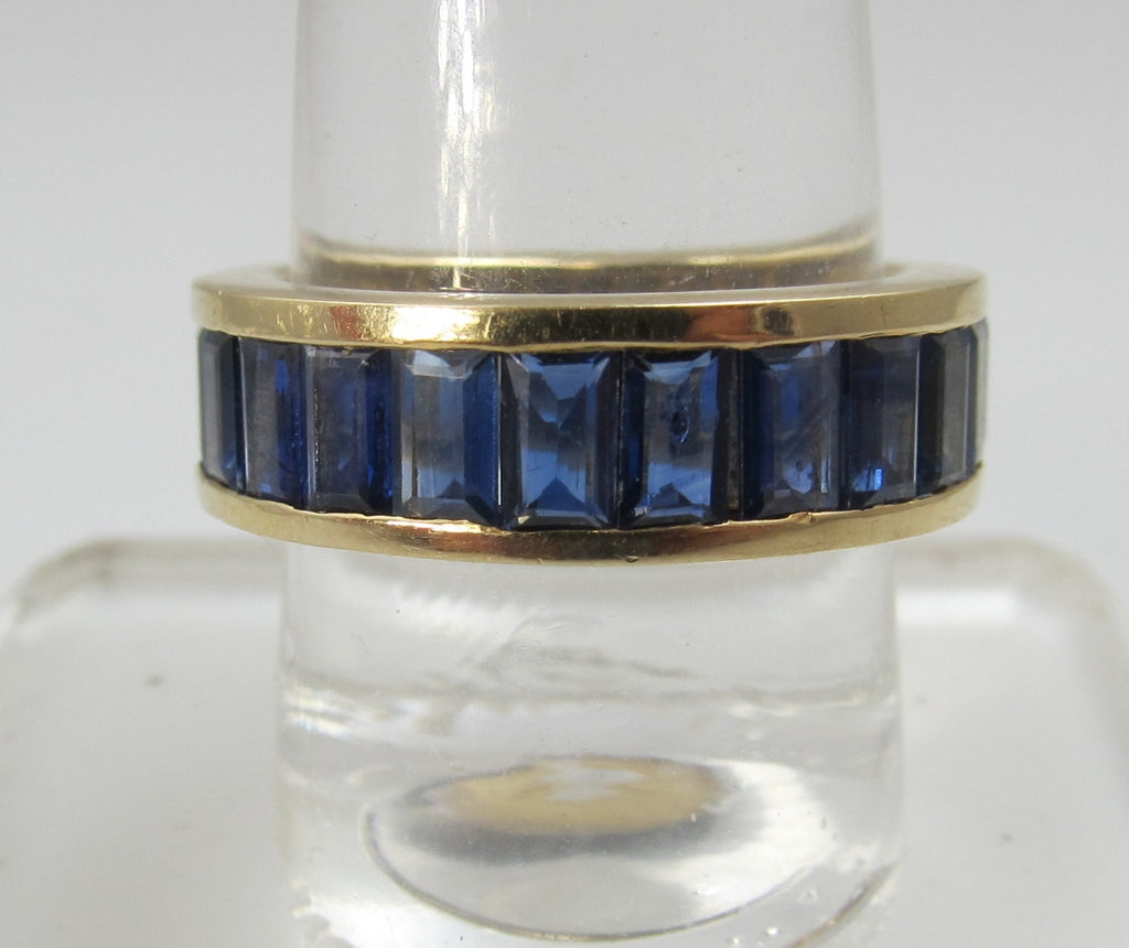 14k Yellow Gold Wide Eternity Band With 4.00cts In Sapphires.