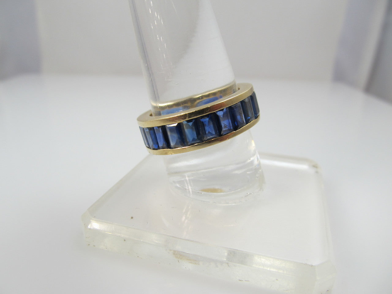 14k Yellow Gold Wide Eternity Band With 4.00cts In Sapphires.