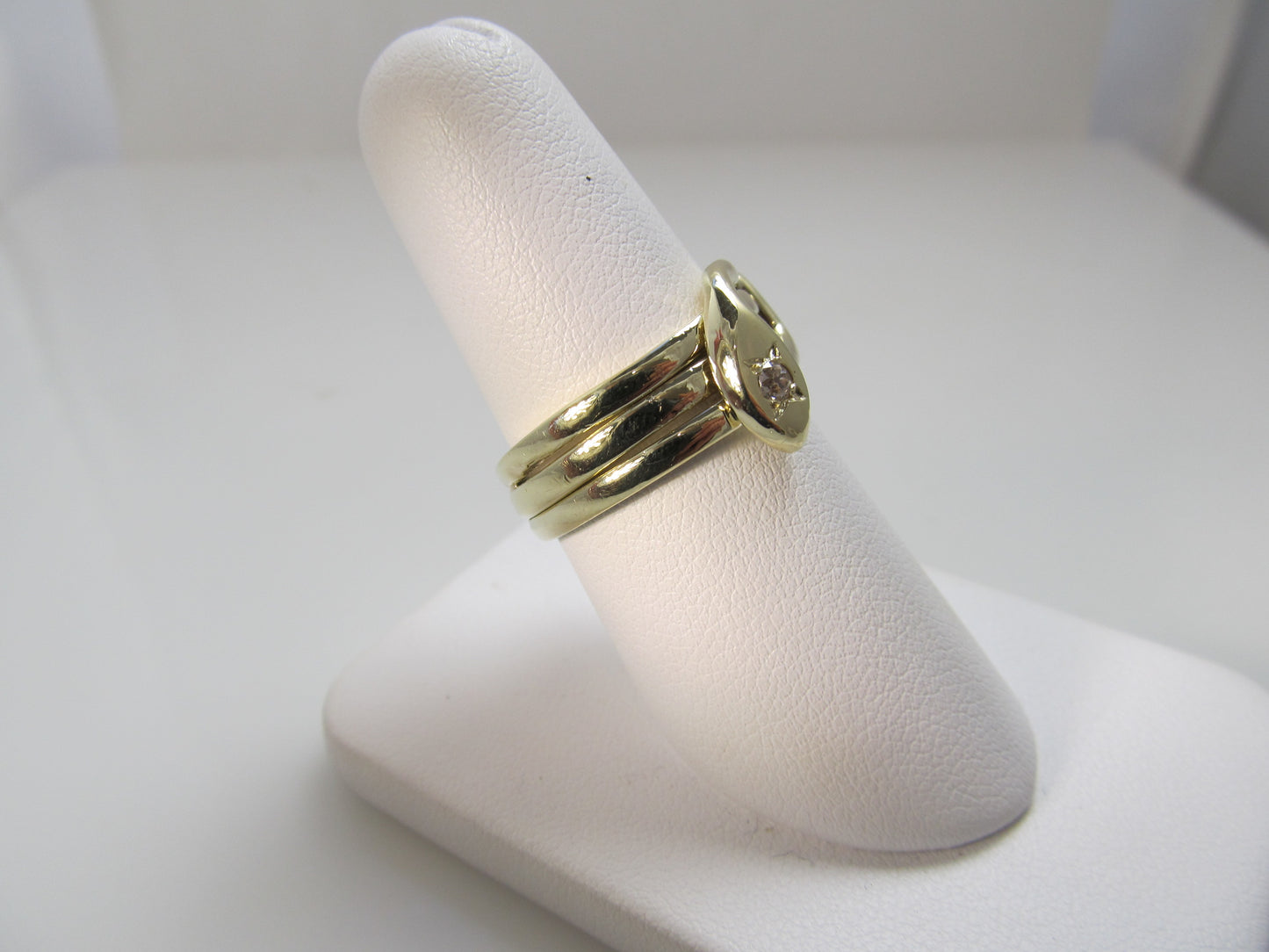 Vintage coiled diamond snake ring, 14k yellow gold