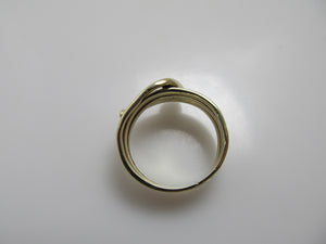 Vintage coiled diamond snake ring, 14k yellow gold