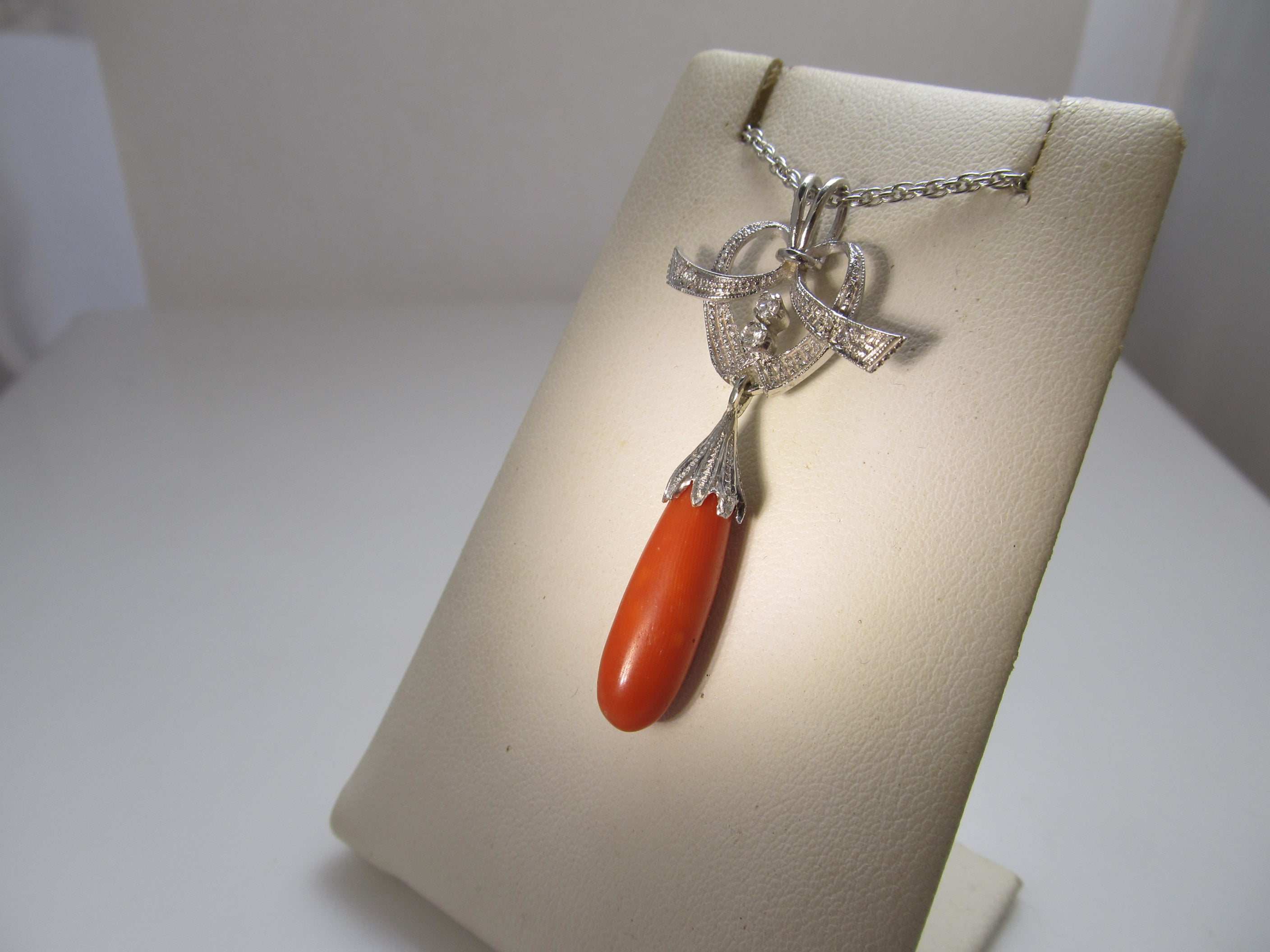 Vintage coral and diamond necklace