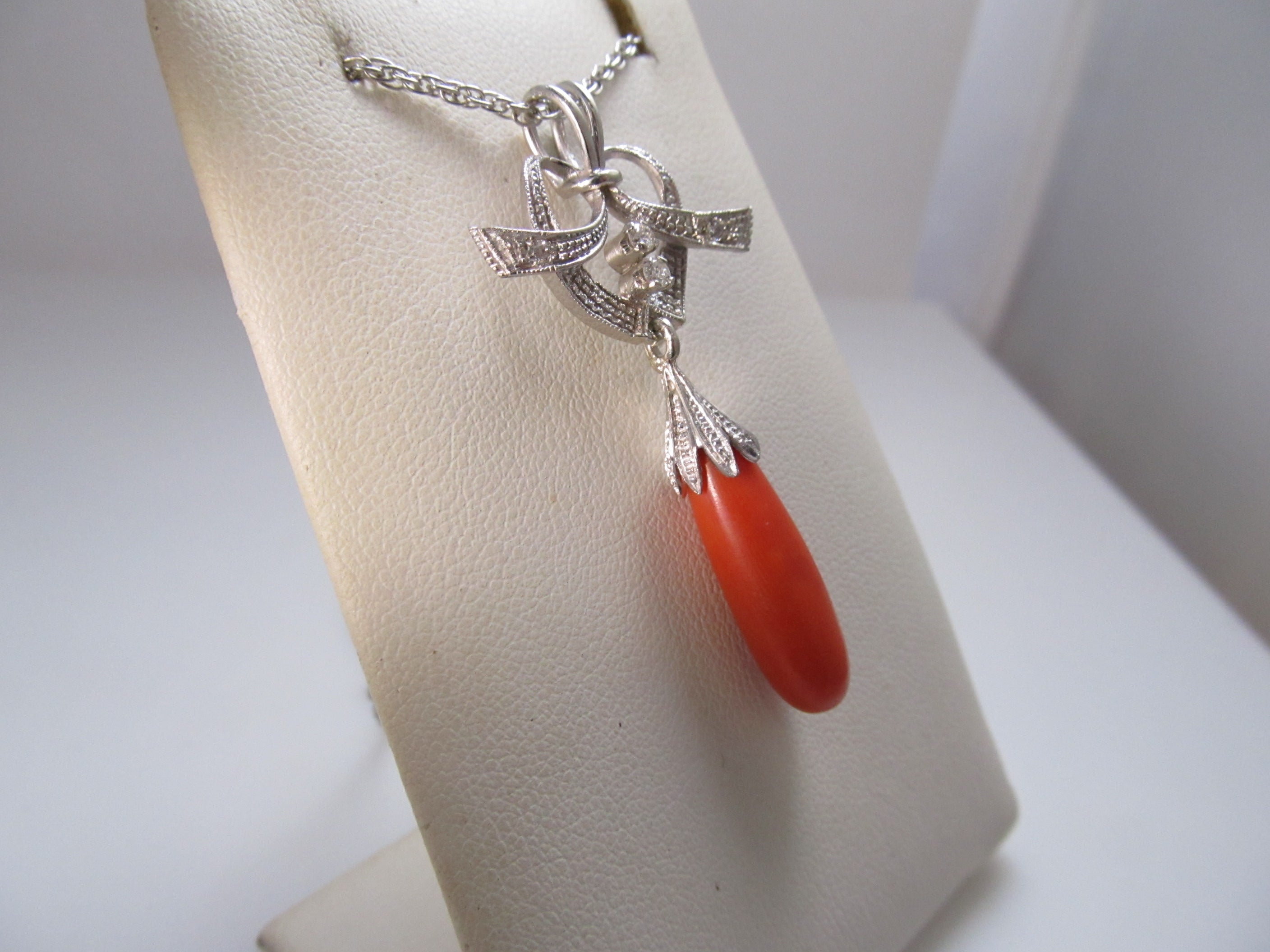 Vintage coral and diamond necklace