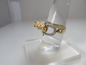 Detailed horse head and bit diamond ring