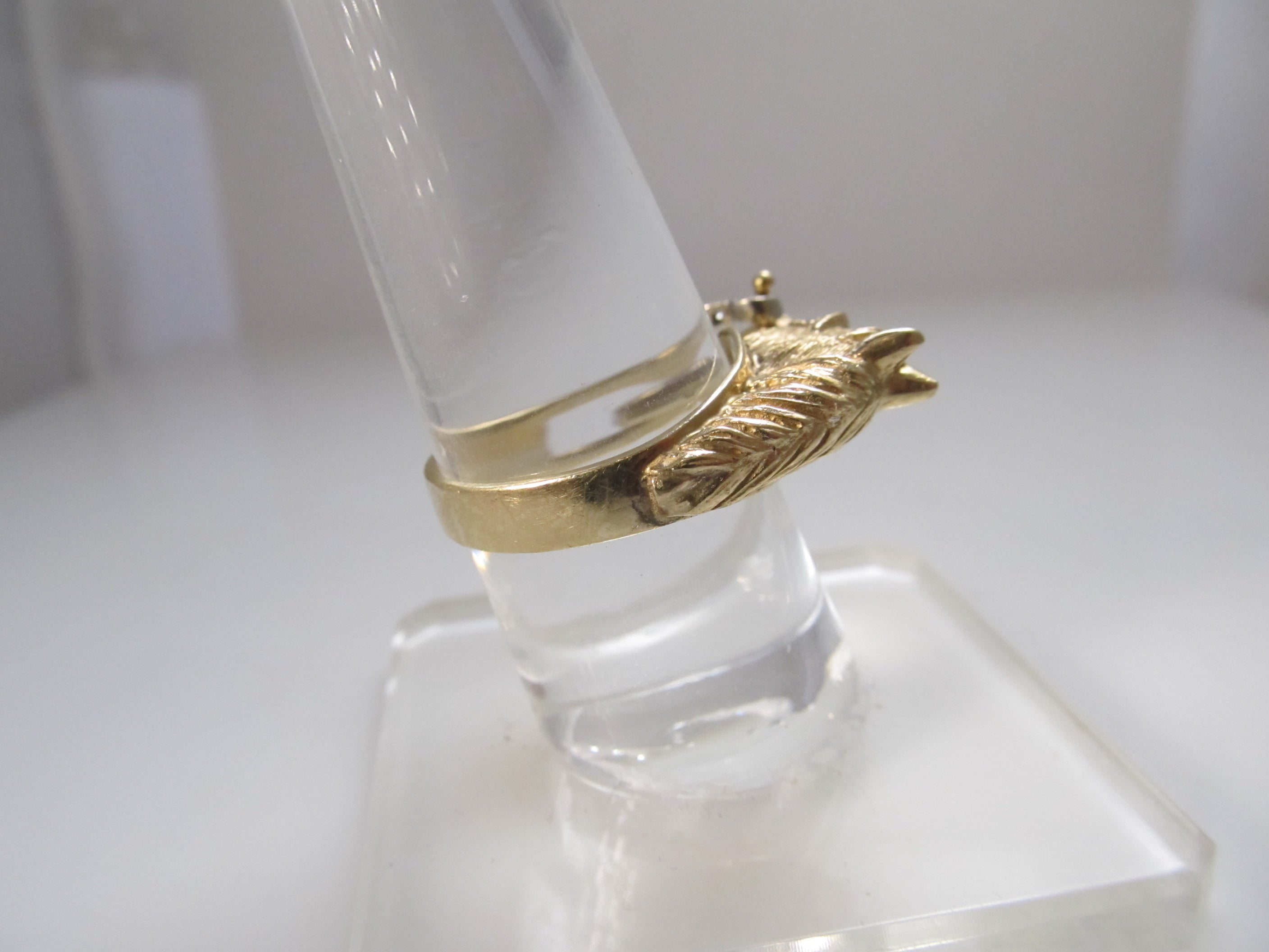 Detailed horse head and bit diamond ring