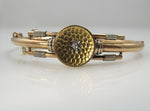 Victorian 14k White Rose And Yellow Gold Bangle Bracelet With A Diamond, Circa 1890