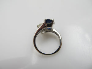 Platinum Ring With A 1.92ct Old Cut Diamond, 1.42ct Natural Sapphire, Circa 1920