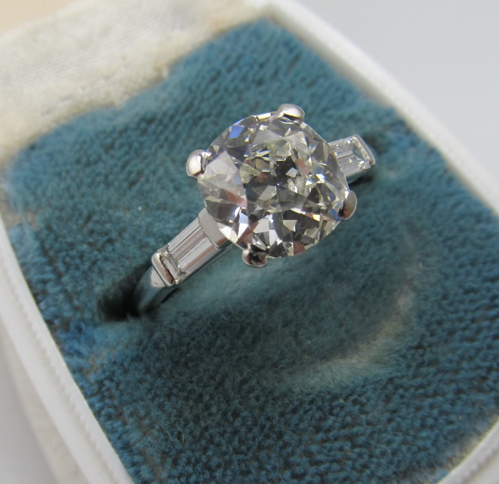 Platinum Engagement Ring With A 2.30ct Cushion Cut Diamond, Vs1 J, Circa 1920