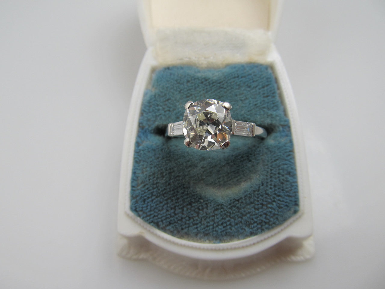 Platinum Engagement Ring With A 2.30ct Cushion Cut Diamond, Vs1 J, Circa 1920