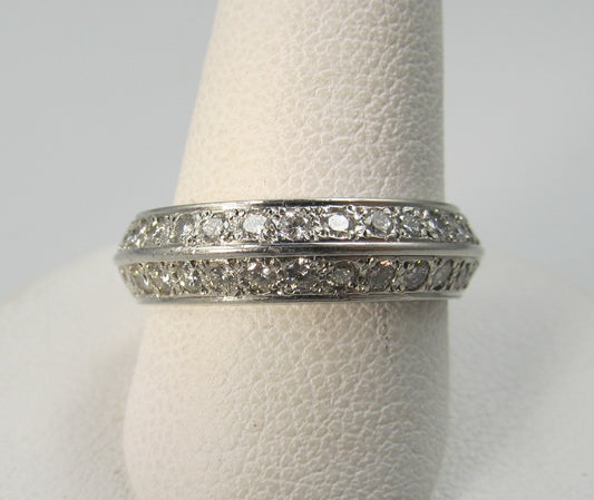 Platinum Double Row Band With .75cts In Diamonds.