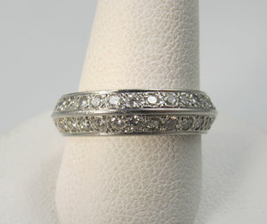 Platinum Double Row Band With .75cts In Diamonds.