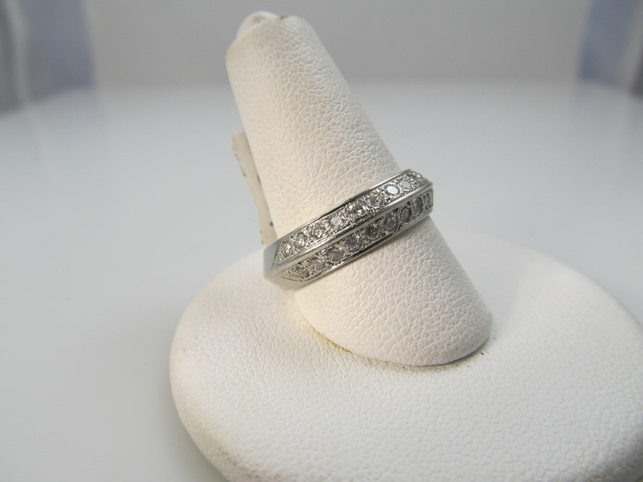 Platinum Double Row Band With .75cts In Diamonds.