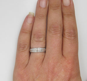 Platinum Double Row Band With .75cts In Diamonds.