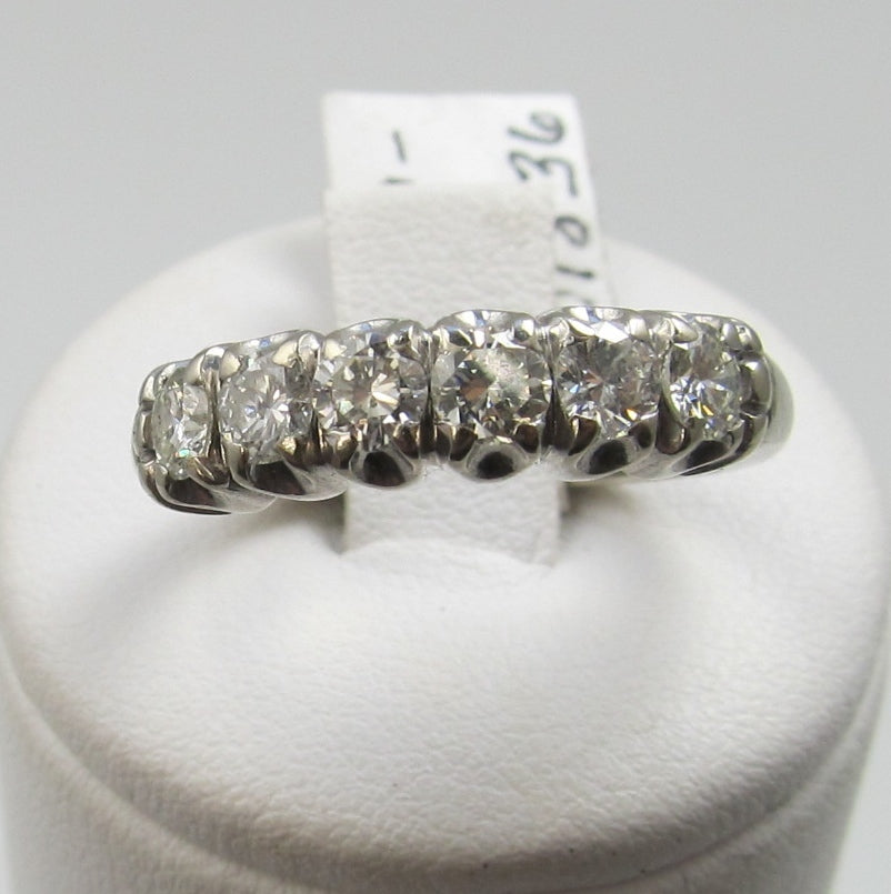 Vintage 14k White Gold Band With 1ct In Diamonds, Circa 1940