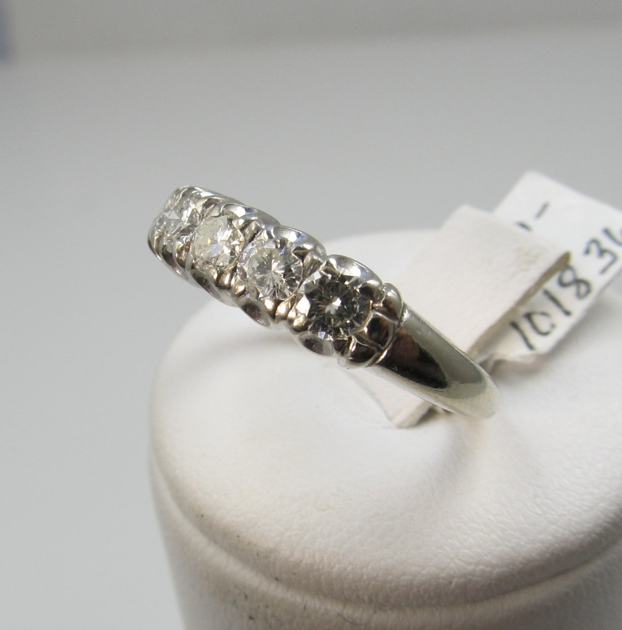 Vintage 14k White Gold Band With 1ct In Diamonds, Circa 1940