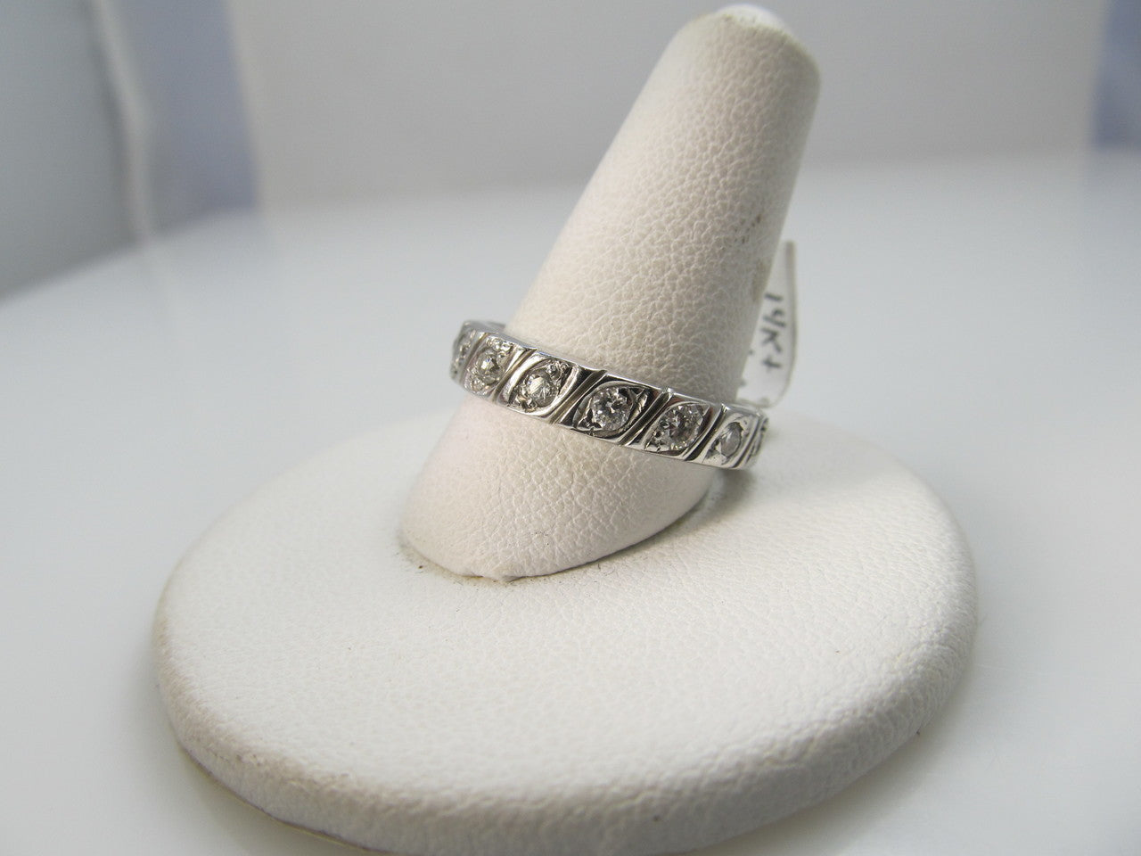 Vintage 14k White Gold Band With .90cts In Diamonds, Vs2-si1 F-g