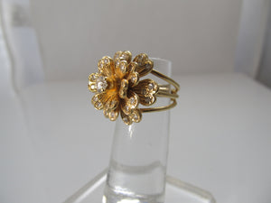 1ct TW diamond flower ring, 14k yellow gold