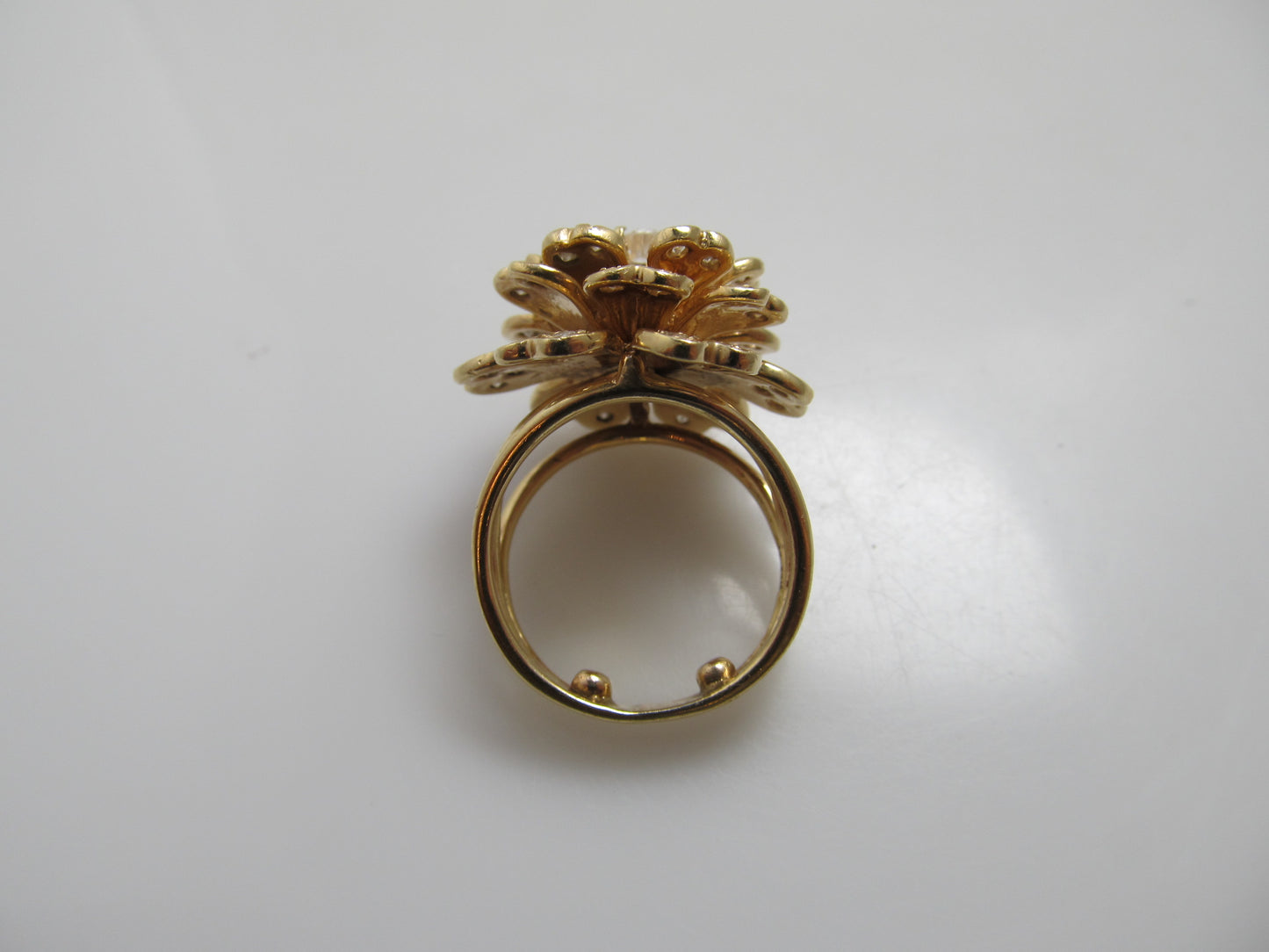1ct TW diamond flower ring, 14k yellow gold
